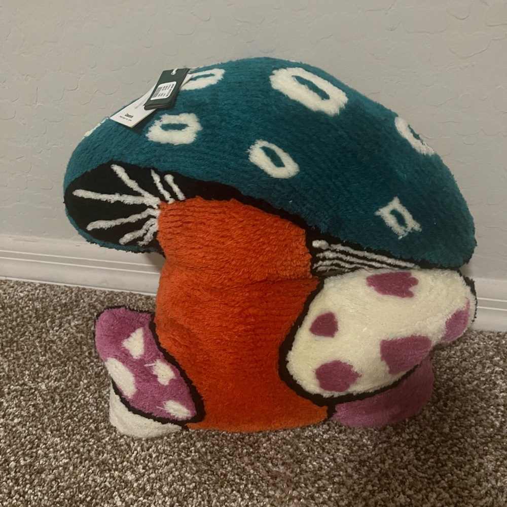 NWT new mushroom pillow urban outfitters blue purple button Alice wonderland